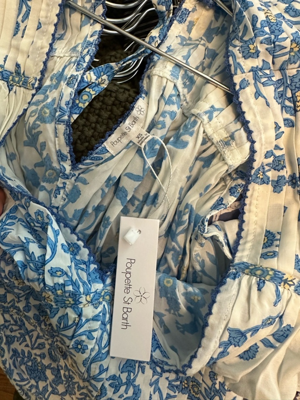 Poupette St. Barth Light Blue Floral V-Neck Mini Dress - Picture 4 of 4